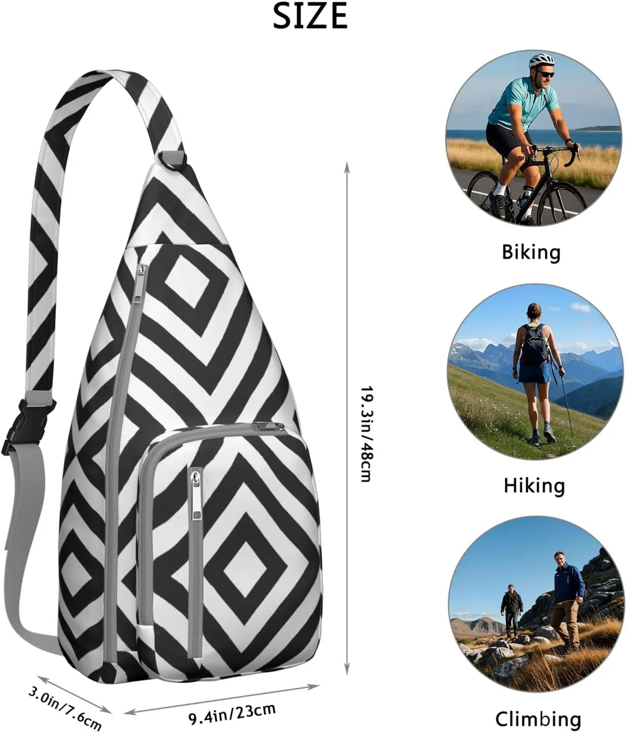 Shoulder Sling Crossbody Casual Chest Bag For Travel Sports Running,Backpack for Men & Women Lightweight Sports BagCrossbody Concealed Carry,Plaid Shoulder Bag Waterproof Chest Bag