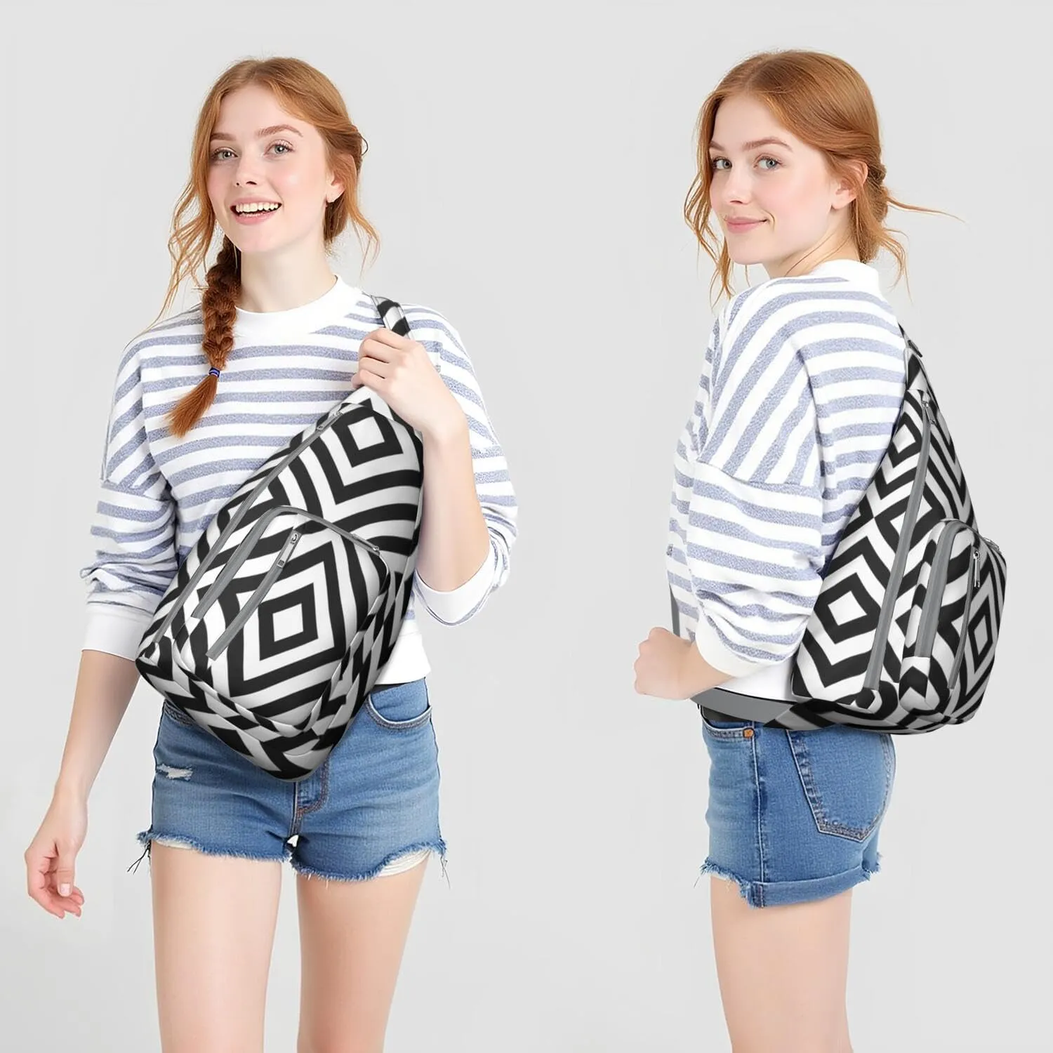 Shoulder Sling Crossbody Casual Chest Bag For Travel Sports Running,Backpack for Men & Women Lightweight Sports BagCrossbody Concealed Carry,Plaid Shoulder Bag Waterproof Chest Bag