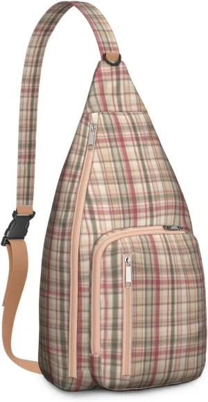 Shoulder Sling Crossbody Casual Chest Bag For Travel Sports Running,Backpack for Men & Women Lightweight Sports BagCrossbody Concealed Carry,Plaid Shoulder Bag Waterproof Chest Bag