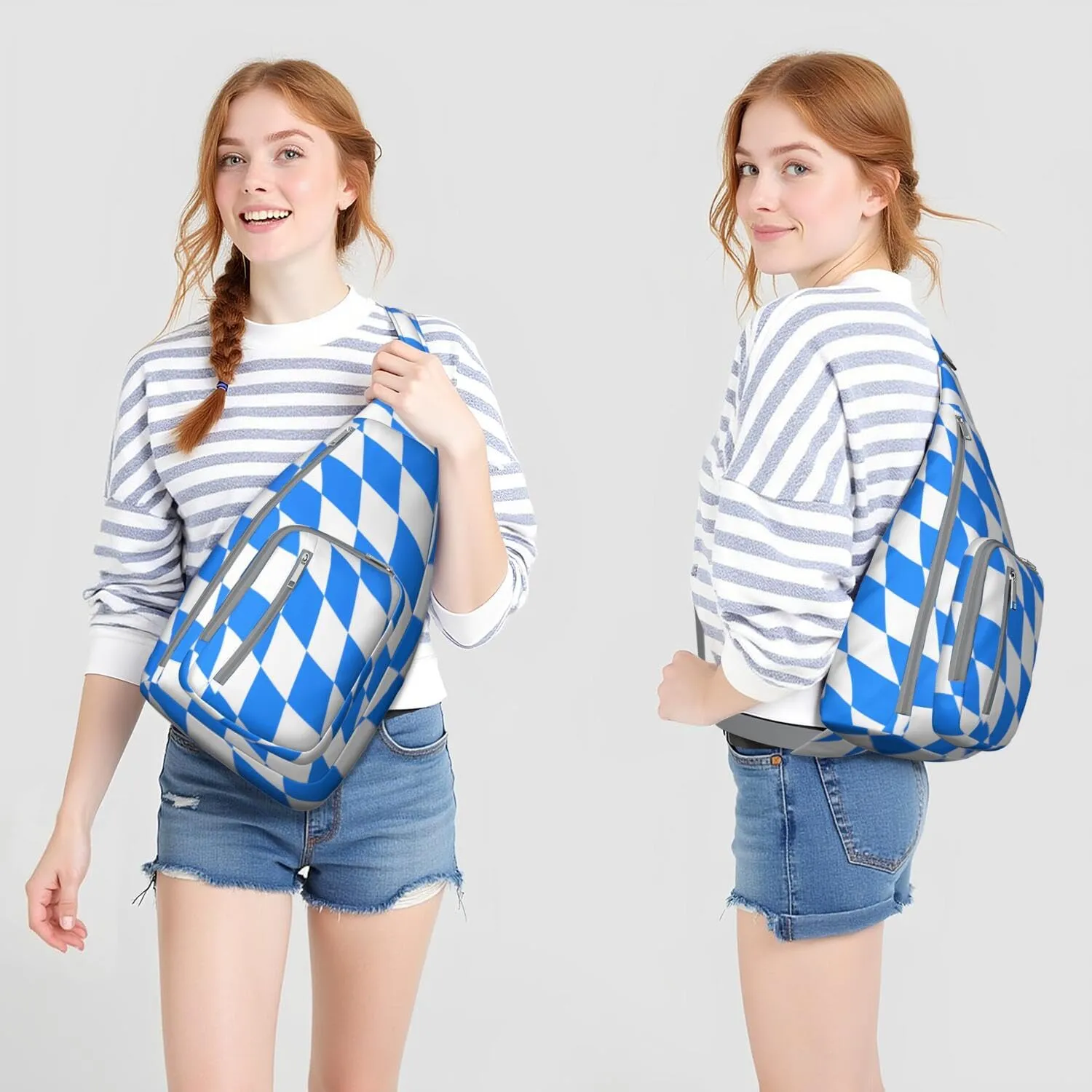 Shoulder Sling Crossbody Casual Chest Bag For Travel Sports Running,Backpack for Men & Women Lightweight Sports BagCrossbody Concealed Carry,Plaid Shoulder Bag Waterproof Chest Bag