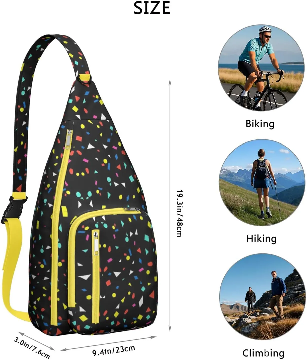 Shoulder Sling Crossbody Casual Chest Bag For Travel Sports Running,Backpack for Men & Women Lightweight Sports BagCrossbody Concealed Carry,Polka Shoulder Bag Waterproof Chest Bag