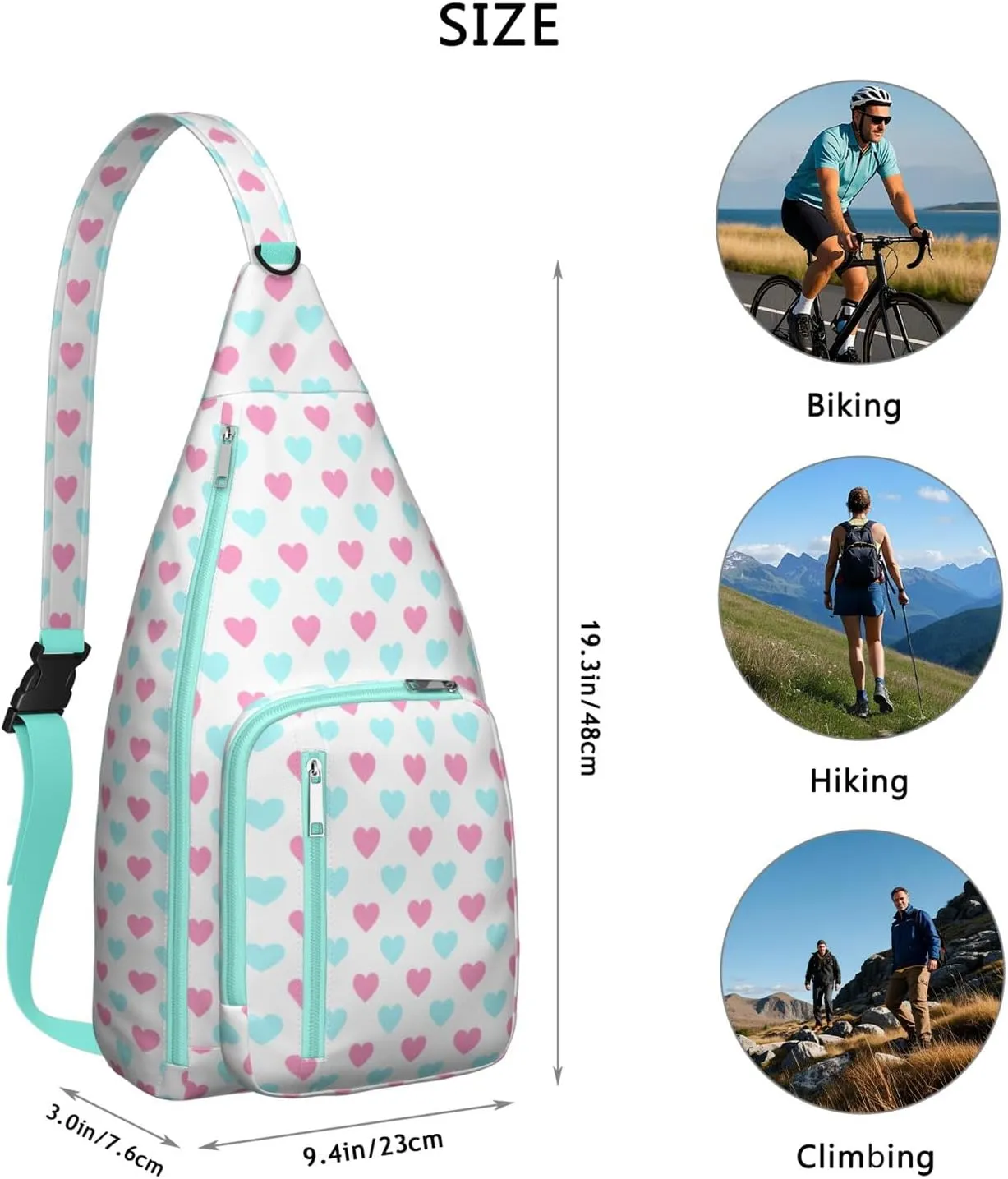 Shoulder Sling Crossbody Casual Chest Bag For Travel Sports Running,Backpack for Men & Women Lightweight Sports BagCrossbody Concealed Carry,Polka Shoulder Bag Waterproof Chest Bag