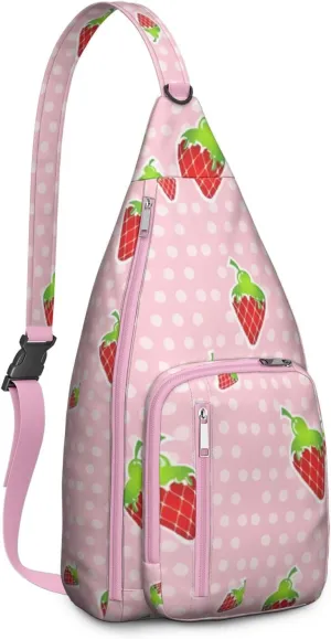 Shoulder Sling Crossbody Casual Chest Bag For Travel Sports Running,Backpack for Men & Women Lightweight Sports BagCrossbody Concealed Carry,Strawberry Shoulder Bag Waterproof Chest Bag