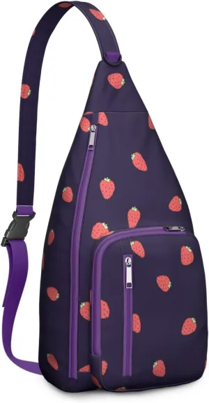 Shoulder Sling Crossbody Casual Chest Bag For Travel Sports Running,Backpack for Men & Women Lightweight Sports BagCrossbody Concealed Carry,Strawberry Shoulder Bag Waterproof Chest Bag