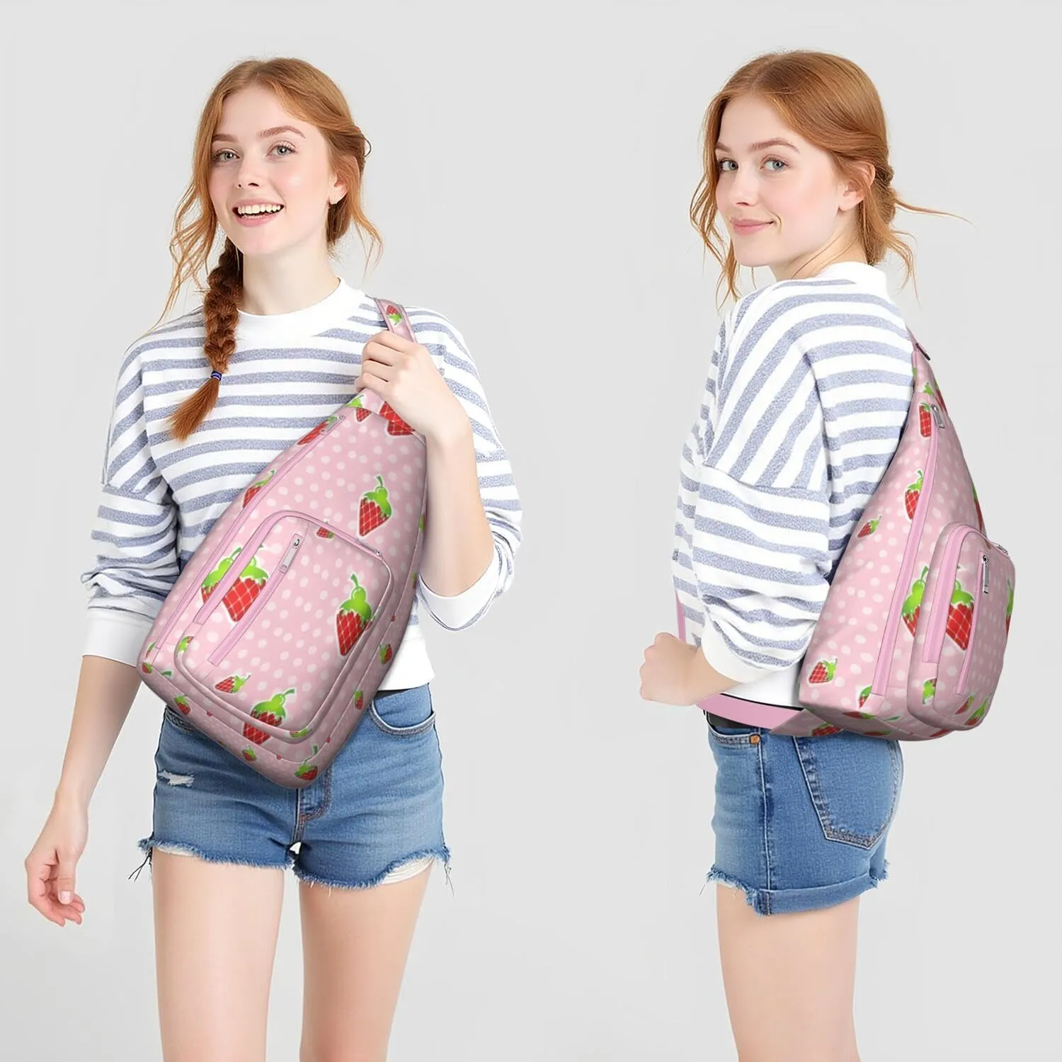 Shoulder Sling Crossbody Casual Chest Bag For Travel Sports Running,Backpack for Men & Women Lightweight Sports BagCrossbody Concealed Carry,Strawberry Shoulder Bag Waterproof Chest Bag
