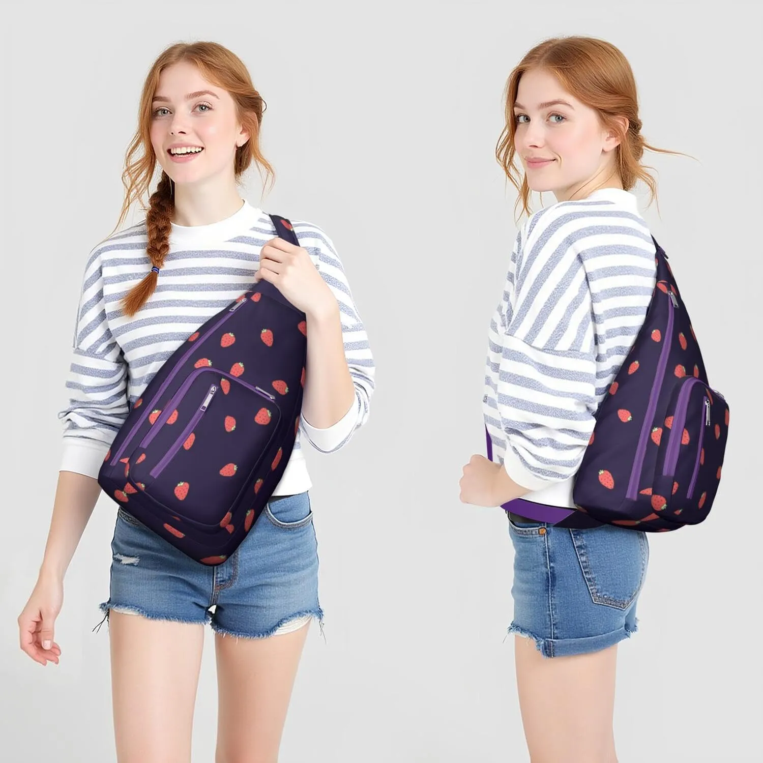 Shoulder Sling Crossbody Casual Chest Bag For Travel Sports Running,Backpack for Men & Women Lightweight Sports BagCrossbody Concealed Carry,Strawberry Shoulder Bag Waterproof Chest Bag