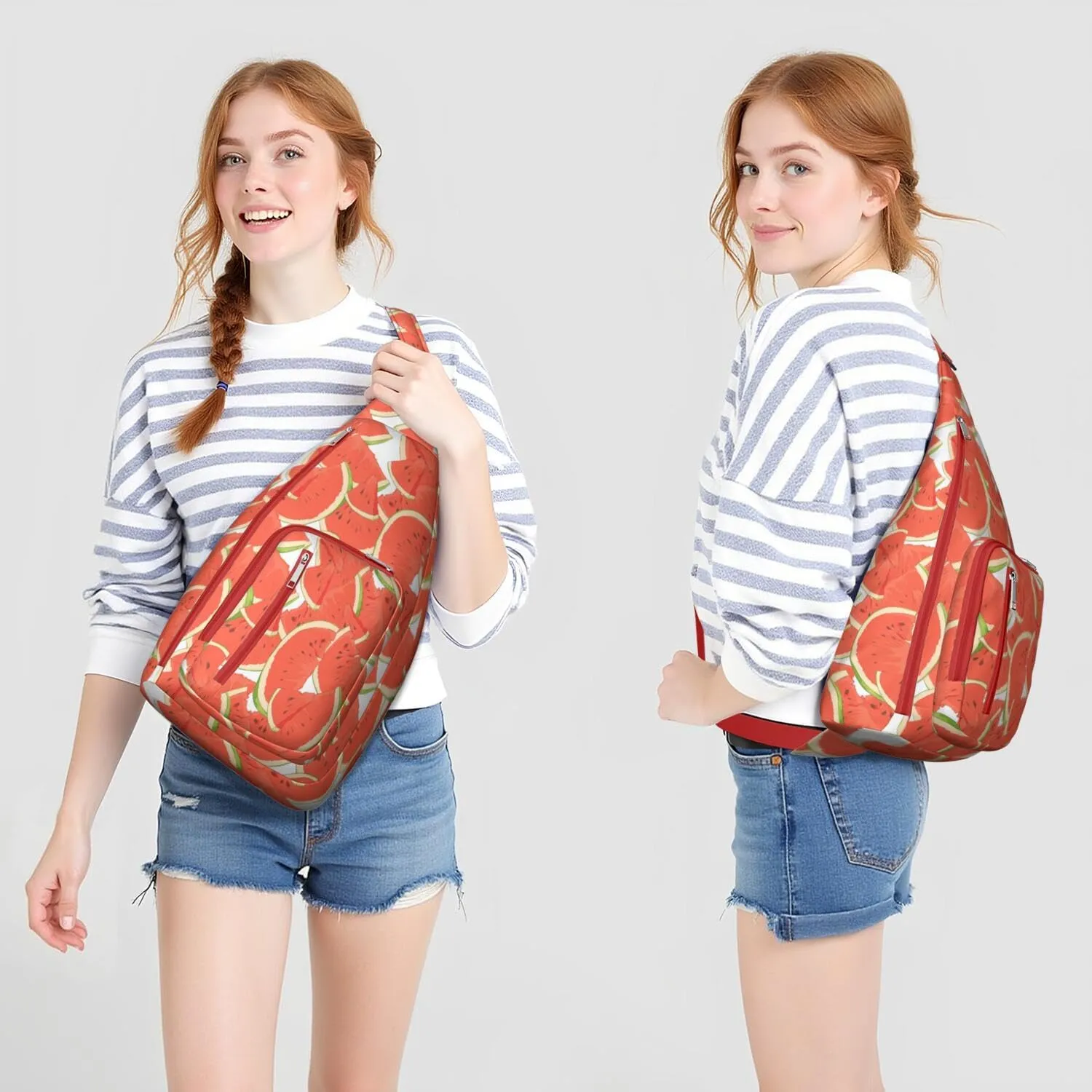 Shoulder Sling Crossbody Casual Chest Bag For Travel Sports Running,Backpack for Men & Women Lightweight Sports BagCrossbody Concealed Carry,Watermelon Shoulder Bag Waterproof Chest Bag
