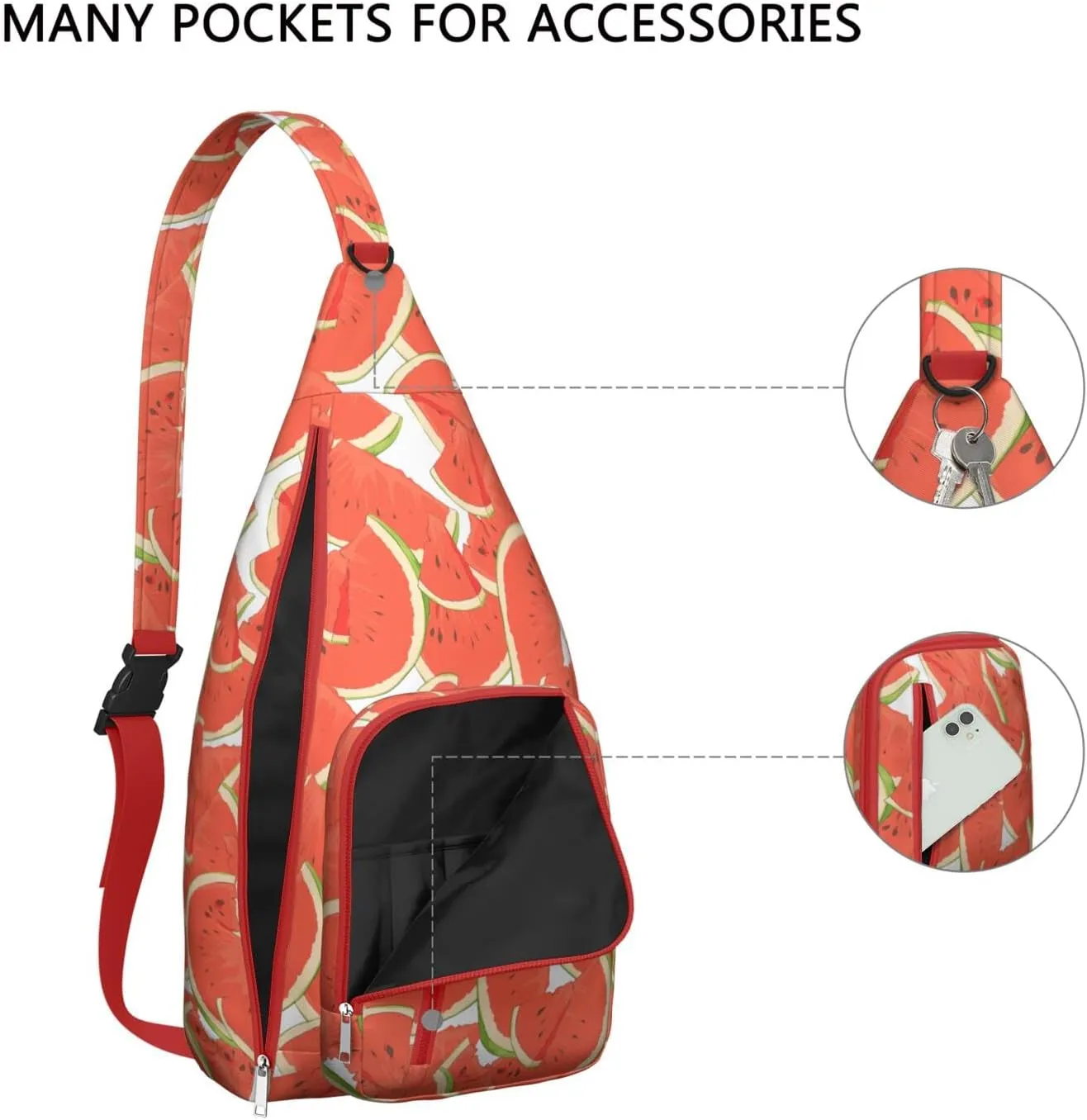 Shoulder Sling Crossbody Casual Chest Bag For Travel Sports Running,Backpack for Men & Women Lightweight Sports BagCrossbody Concealed Carry,Watermelon Shoulder Bag Waterproof Chest Bag