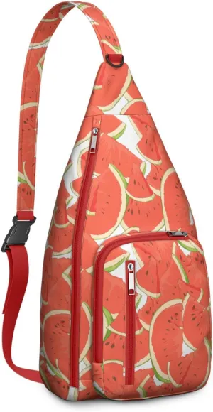 Shoulder Sling Crossbody Casual Chest Bag For Travel Sports Running,Backpack for Men & Women Lightweight Sports BagCrossbody Concealed Carry,Watermelon Shoulder Bag Waterproof Chest Bag