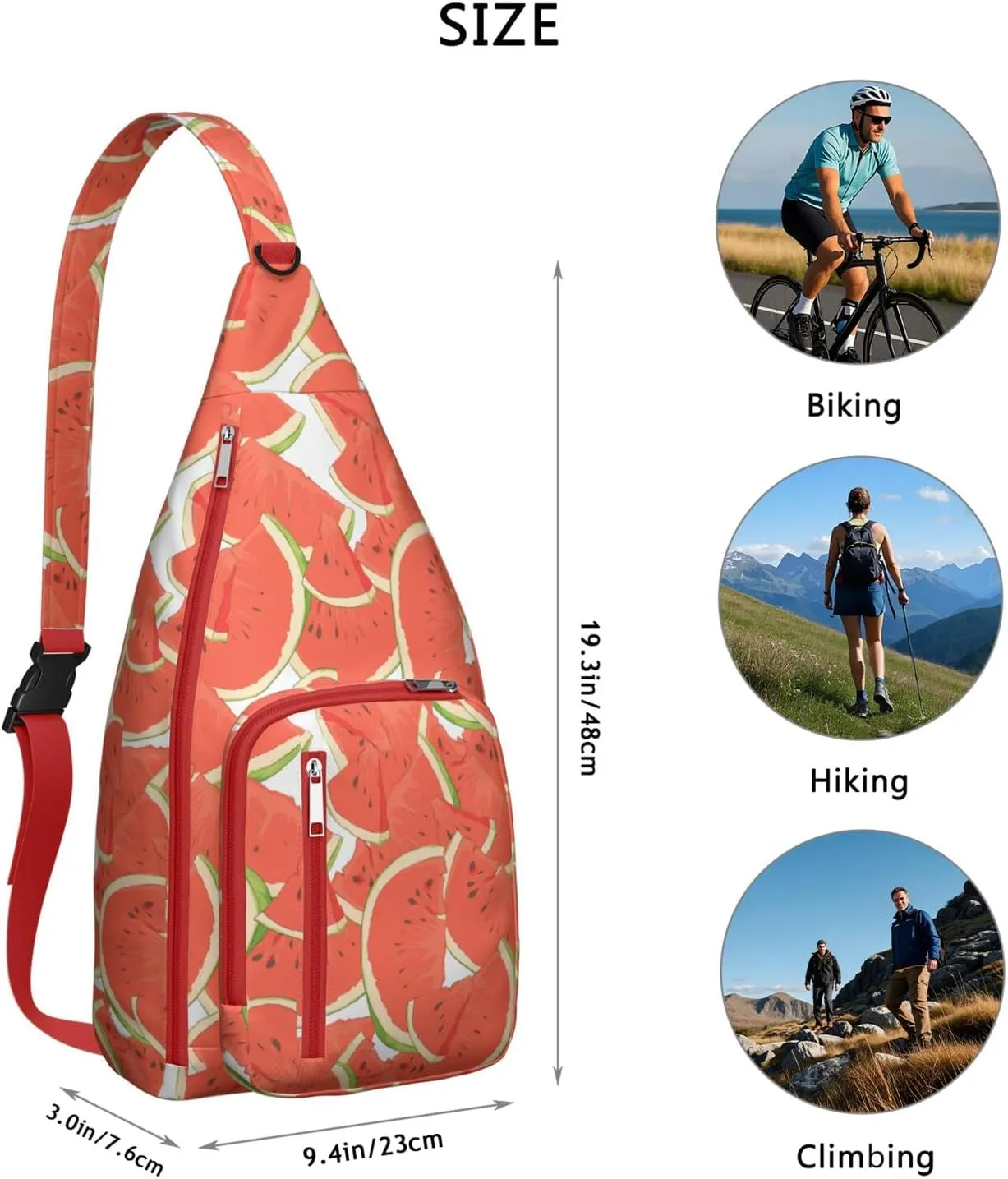 Shoulder Sling Crossbody Casual Chest Bag For Travel Sports Running,Backpack for Men & Women Lightweight Sports BagCrossbody Concealed Carry,Watermelon Shoulder Bag Waterproof Chest Bag