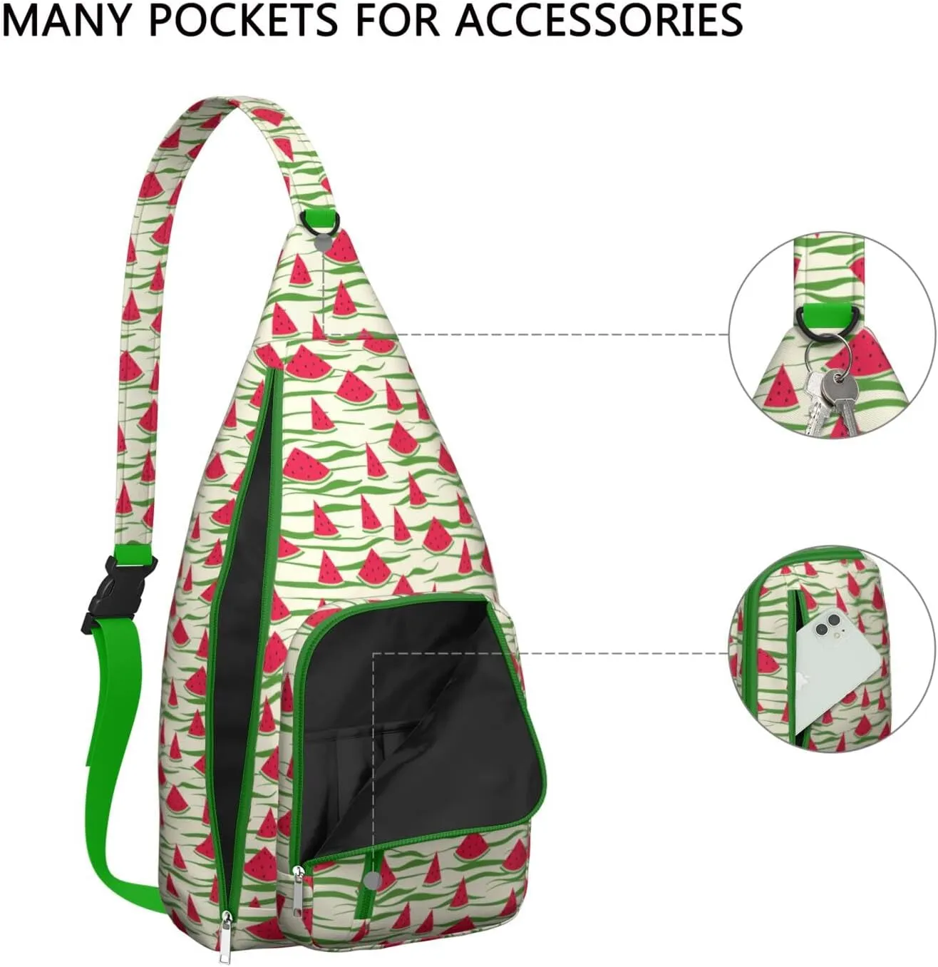 Shoulder Sling Crossbody Casual Chest Bag For Travel Sports Running,Backpack for Men & Women Lightweight Sports BagCrossbody Concealed Carry,Watermelon Shoulder Bag Waterproof Chest Bag