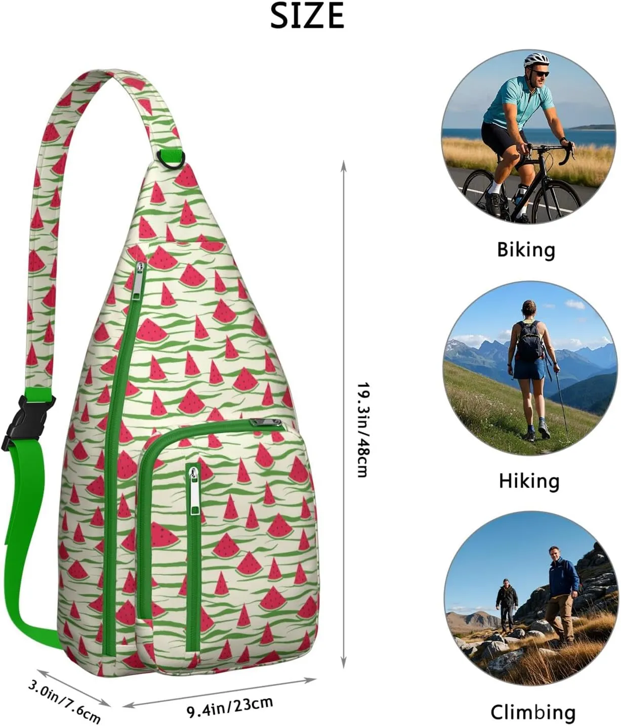 Shoulder Sling Crossbody Casual Chest Bag For Travel Sports Running,Backpack for Men & Women Lightweight Sports BagCrossbody Concealed Carry,Watermelon Shoulder Bag Waterproof Chest Bag