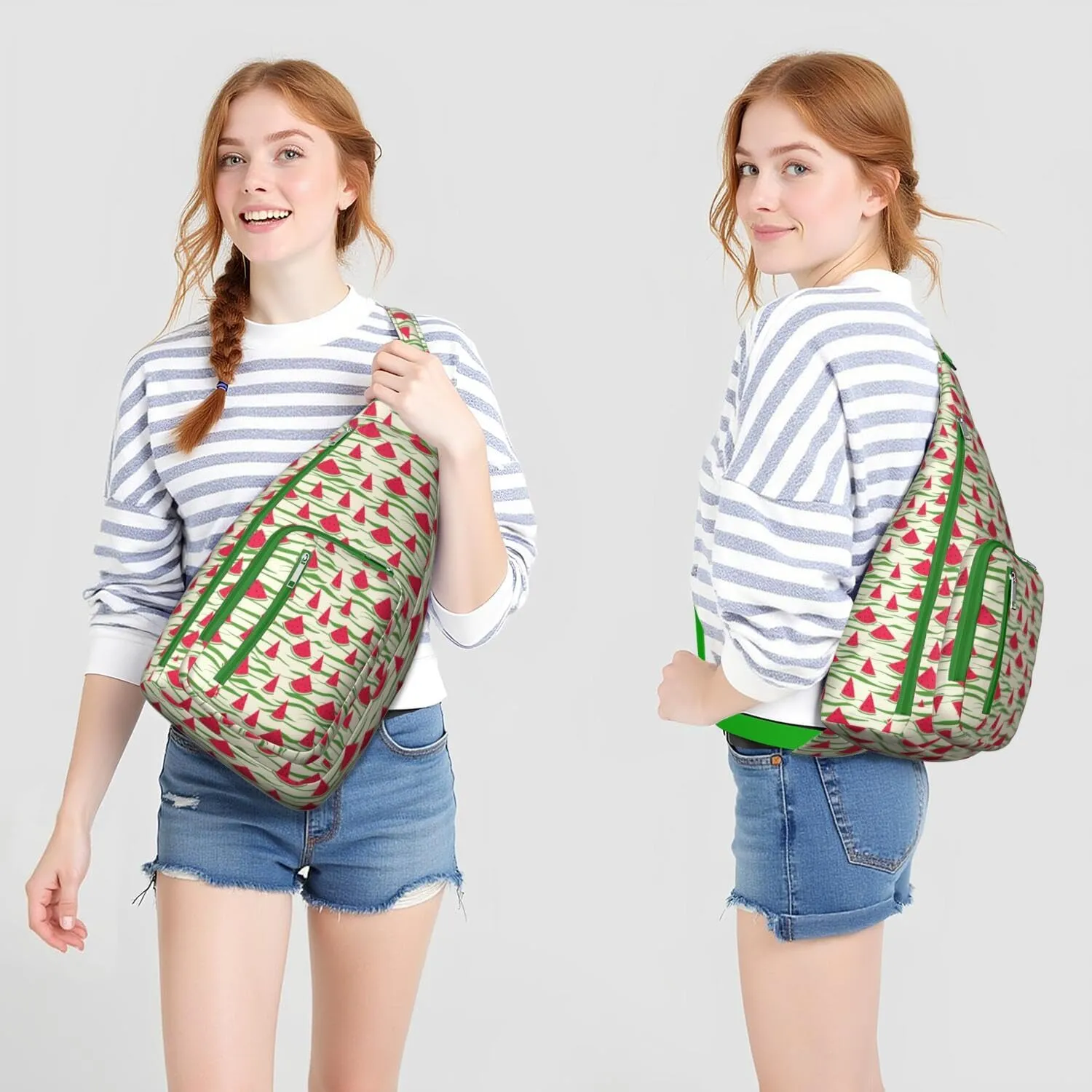 Shoulder Sling Crossbody Casual Chest Bag For Travel Sports Running,Backpack for Men & Women Lightweight Sports BagCrossbody Concealed Carry,Watermelon Shoulder Bag Waterproof Chest Bag