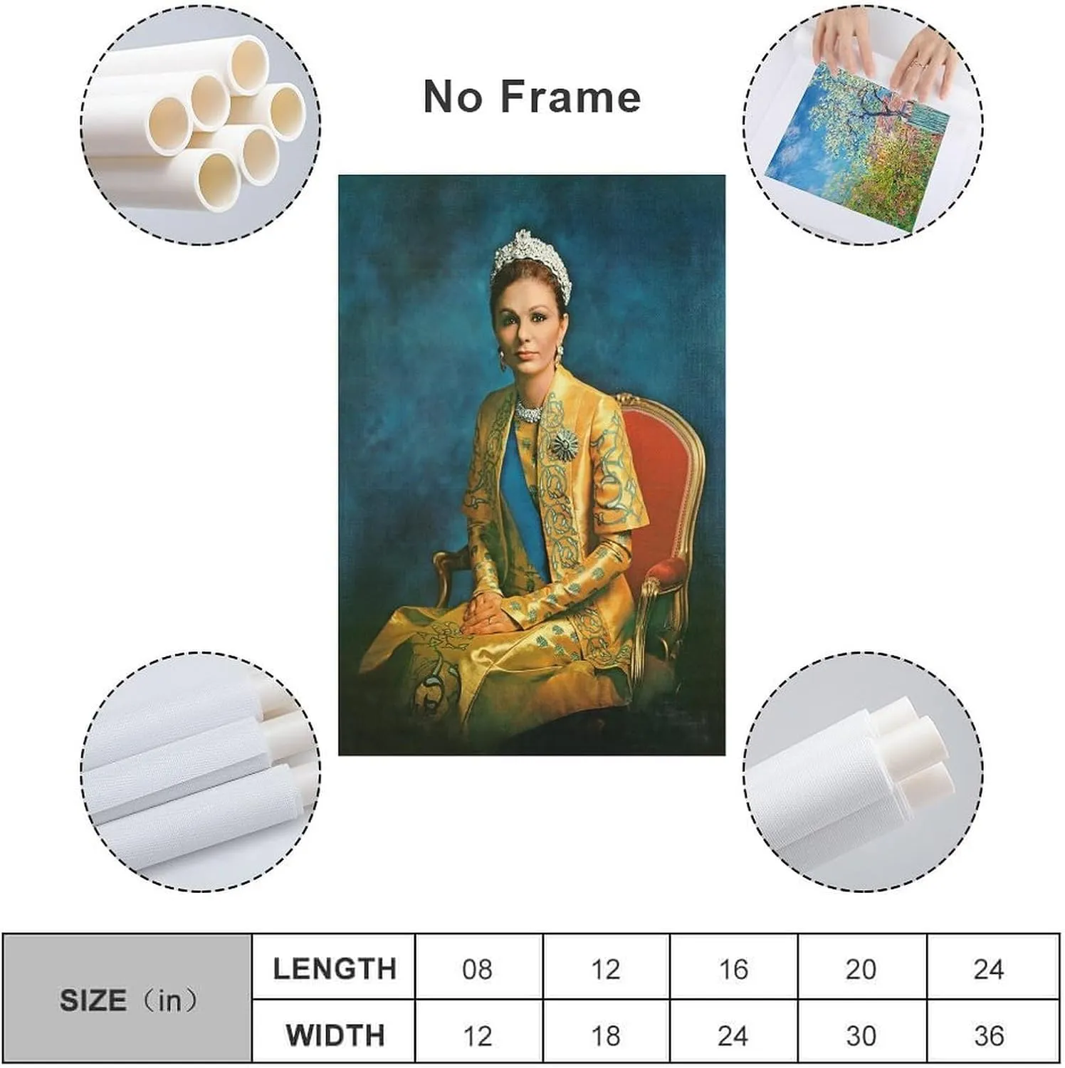 silanod Queen Farah Pahlavi Portrait Canvas Wall Art Posters For Room Aesthetic And Decor Poster for Home Decor, Office, Bedroom，Livingroom 24x36inch(60x90cm) Unframe-Poster