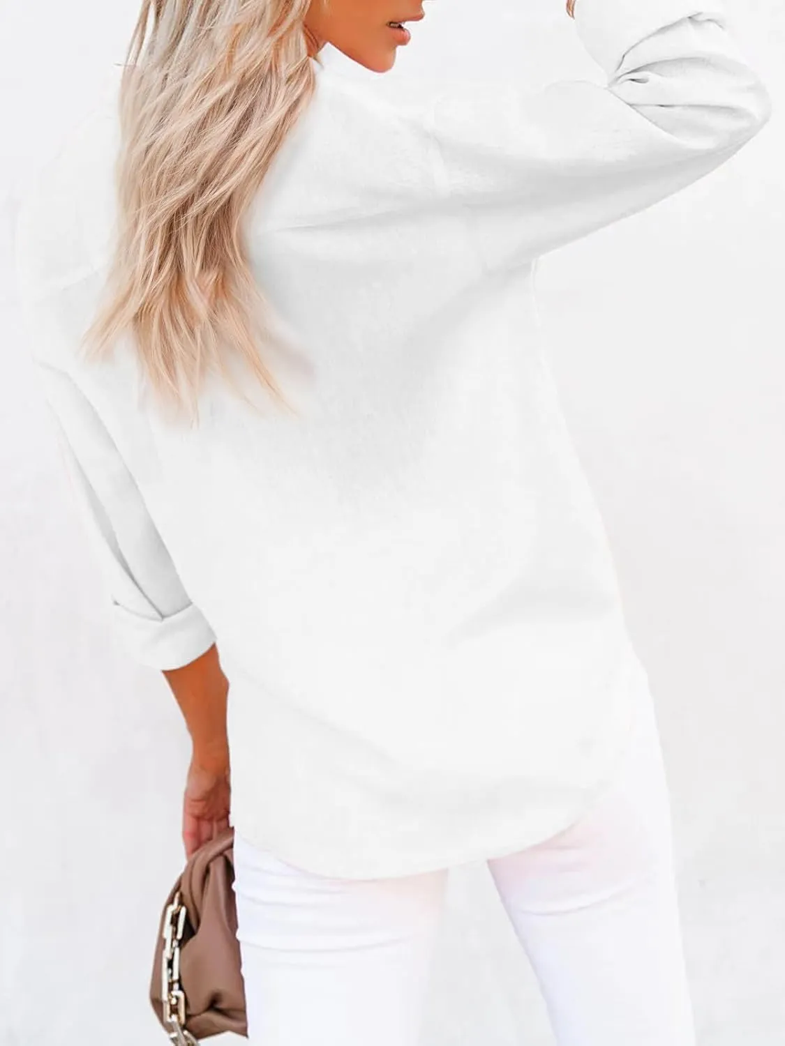 siliteelon Button Down Shirts for Women Dress Shirts Long Sleeve Wrinkle-Free Blouse Casual Solid Office Work Tunic Top