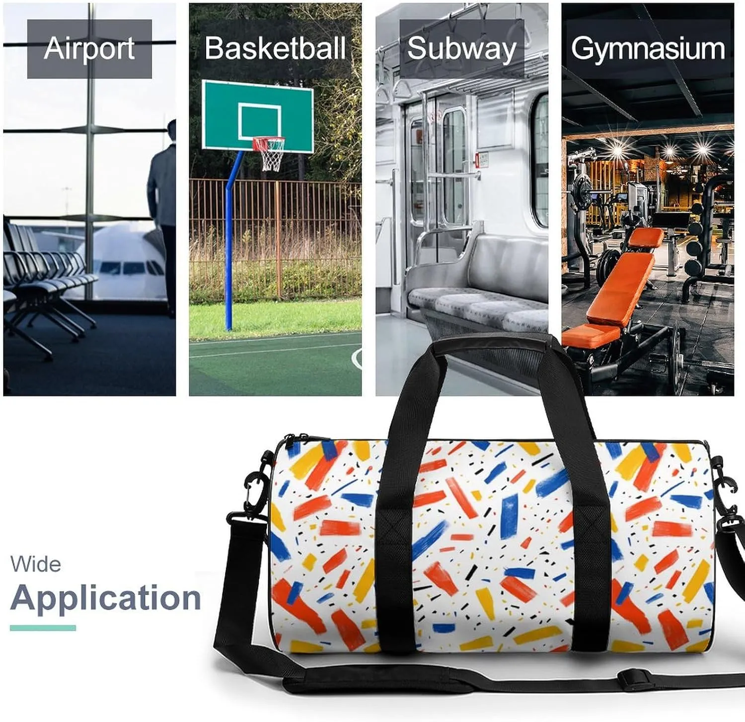 Simple Abstract Pattern Travel Gym Bag for Women Men Fantasies Cylindrical Duffle Bag Sport Workout Bag with Shoulder Strap
