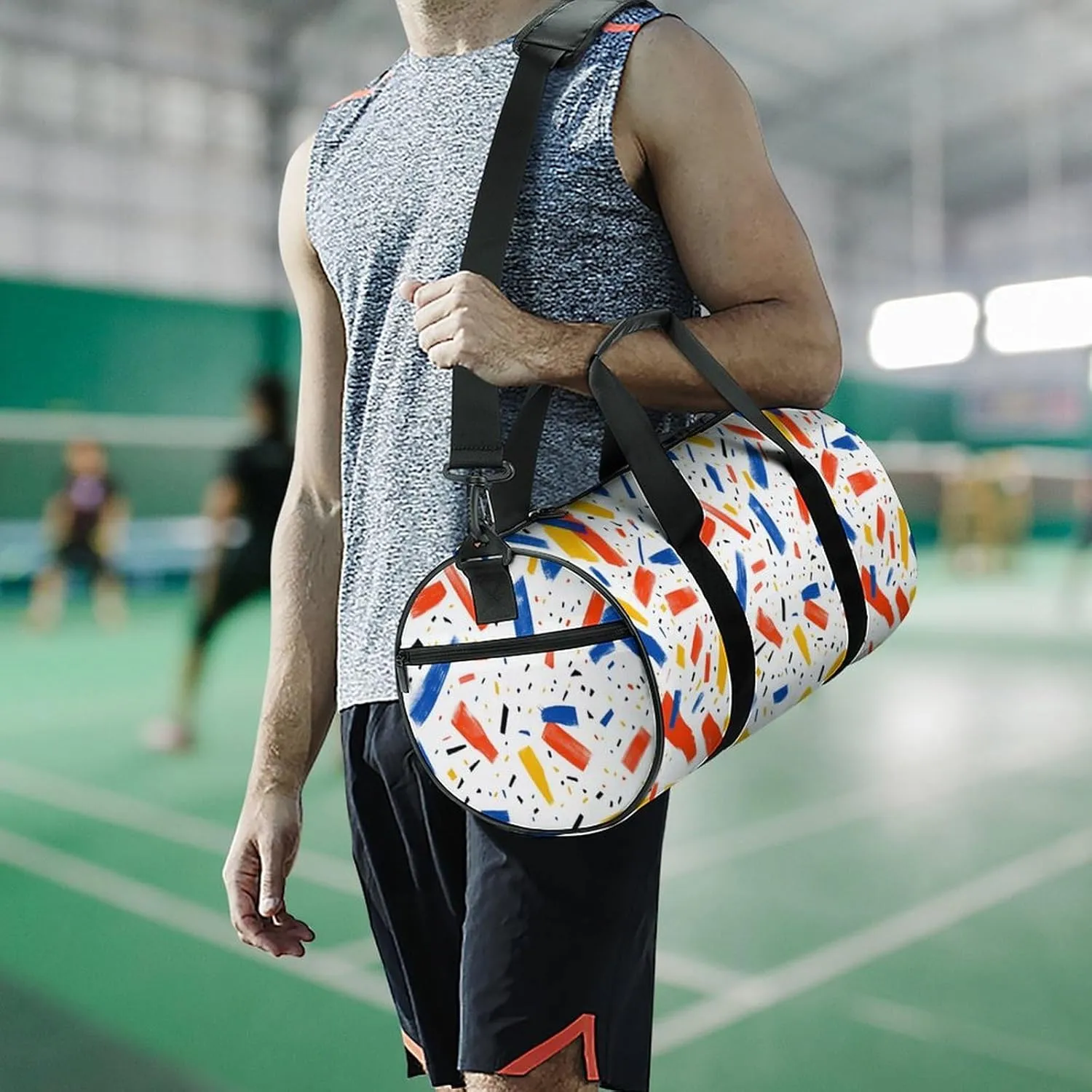 Simple Abstract Pattern Travel Gym Bag for Women Men Fantasies Cylindrical Duffle Bag Sport Workout Bag with Shoulder Strap