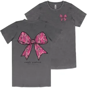 Simply Southern Camo Pink Bow - Adult T-Shirt