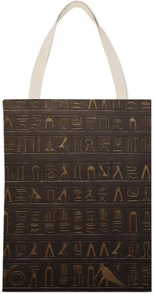 Single-sided Printed Handbag,Ancient Egyptian Hieroglyph Print Non-woven Canvas Tote Bag,fashionable Large-capacity Canvas Bag