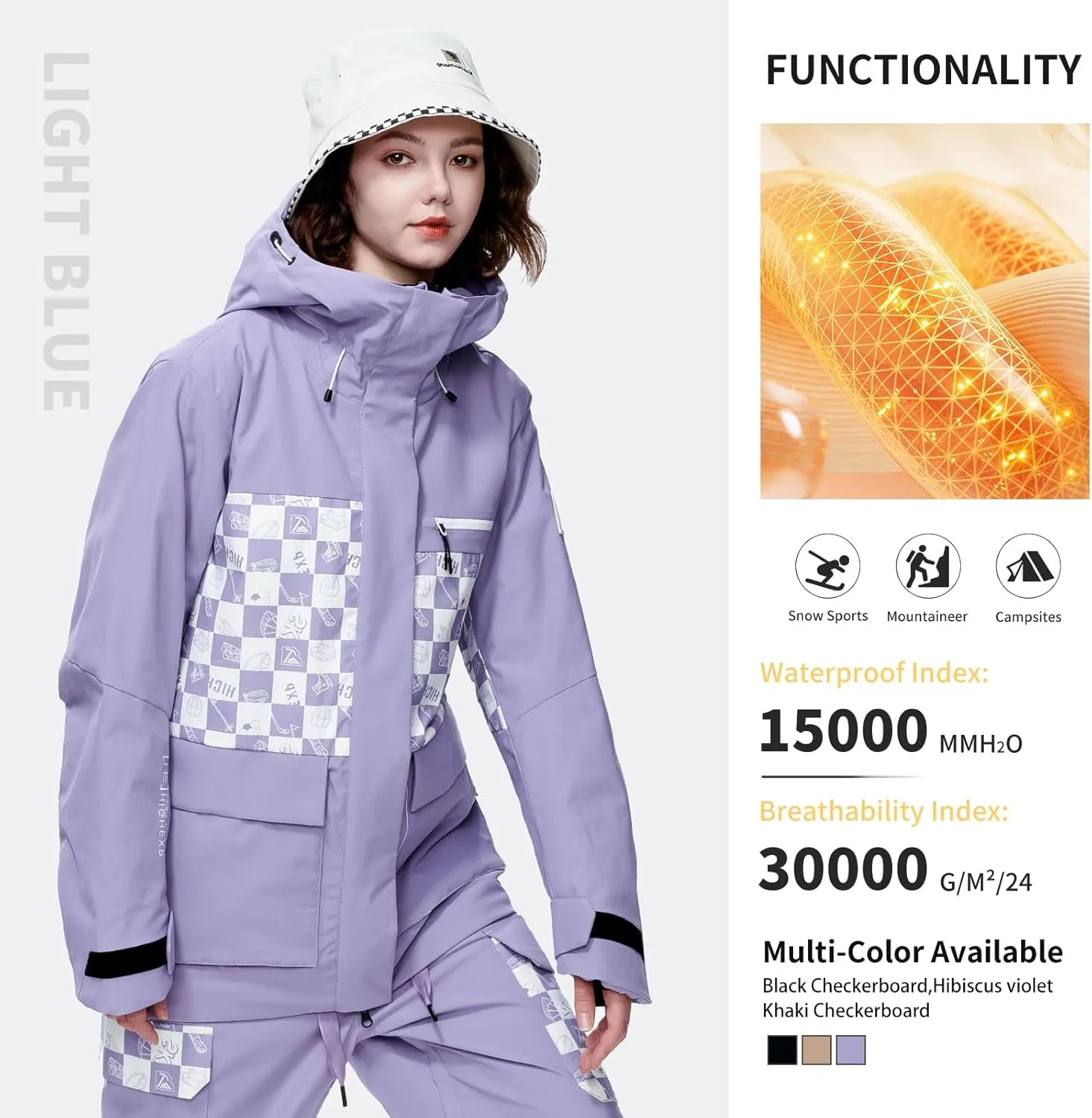 Ski Jacket Snowboard Coat Snow Winter Waterproof Insulated Windproof Baggy Warm Hooded Jacket for Men Women
