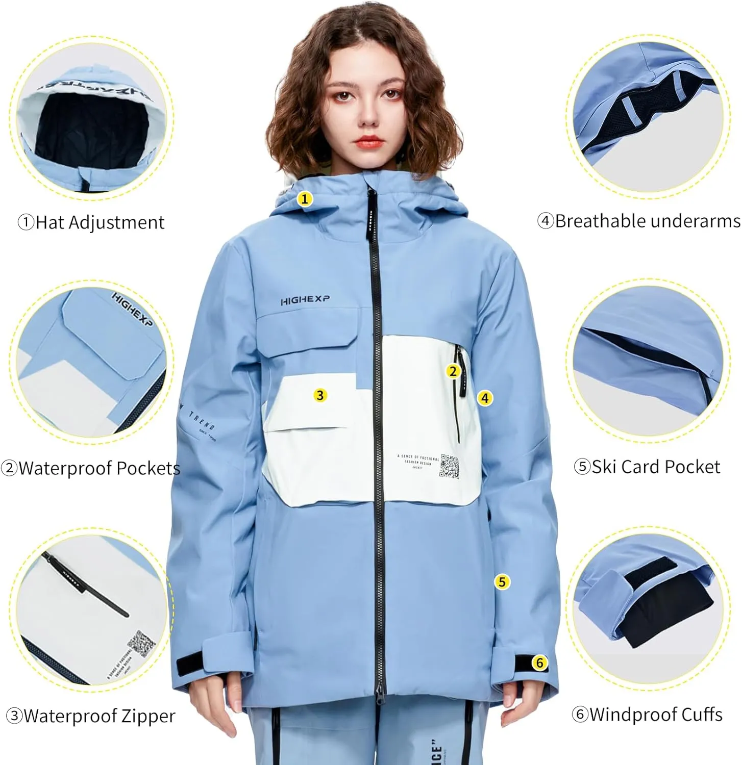 Ski Jacket Snowboard Coat Snow Winter Waterproof Insulated Windproof Baggy Warm Hooded Jacket for Men Women