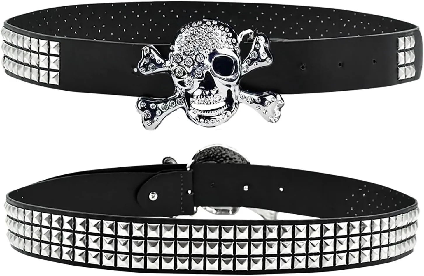 Skull Belts with Studded - Goth Punk Rave Emo Style – Cool BB Belts for Men Women