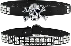 Skull Belts with Studded - Goth Punk Rave Emo Style – Cool BB Belts for Men Women
