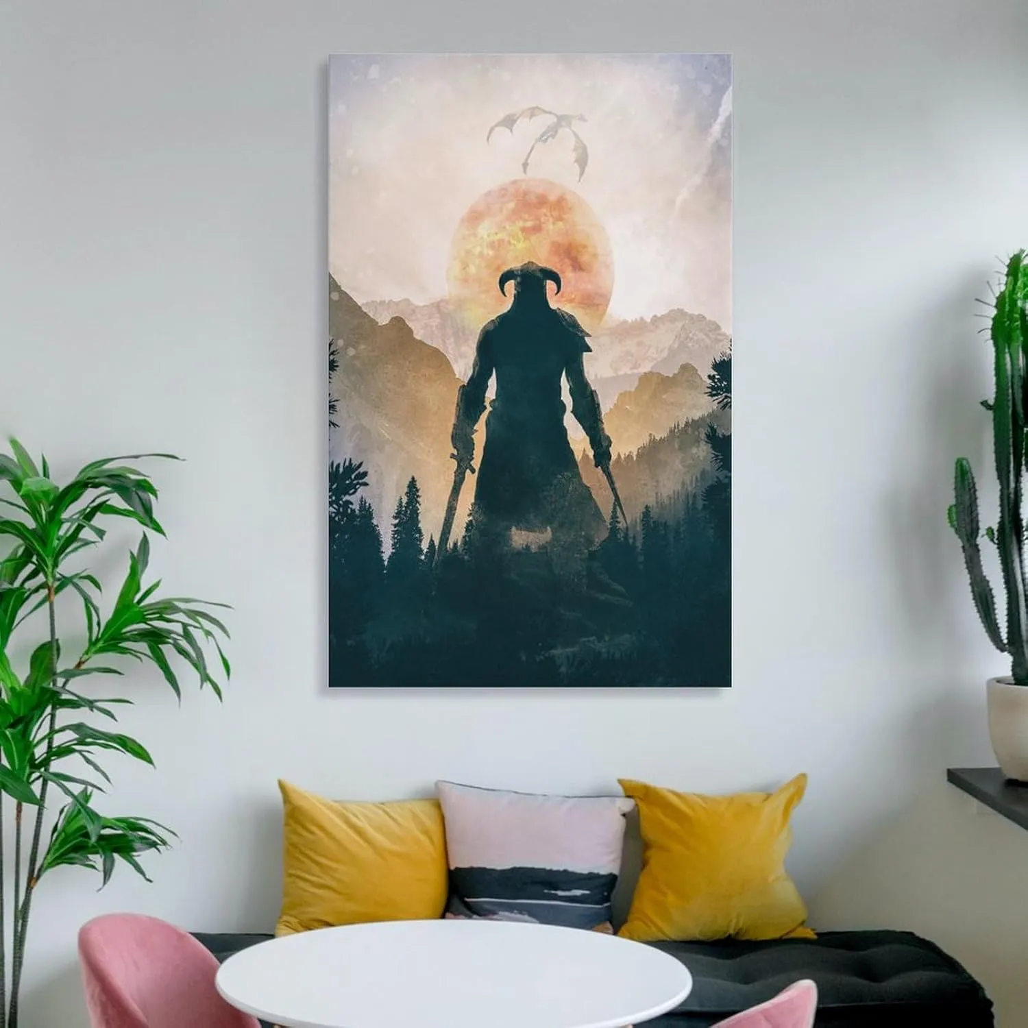 Skyrim Dragonborn Warrior Video Gaming Posters Canvas Poster Wall Paint Art Picture Print Decor Modern Home Artworks Gift Idea 12x18inch(30x45cm)