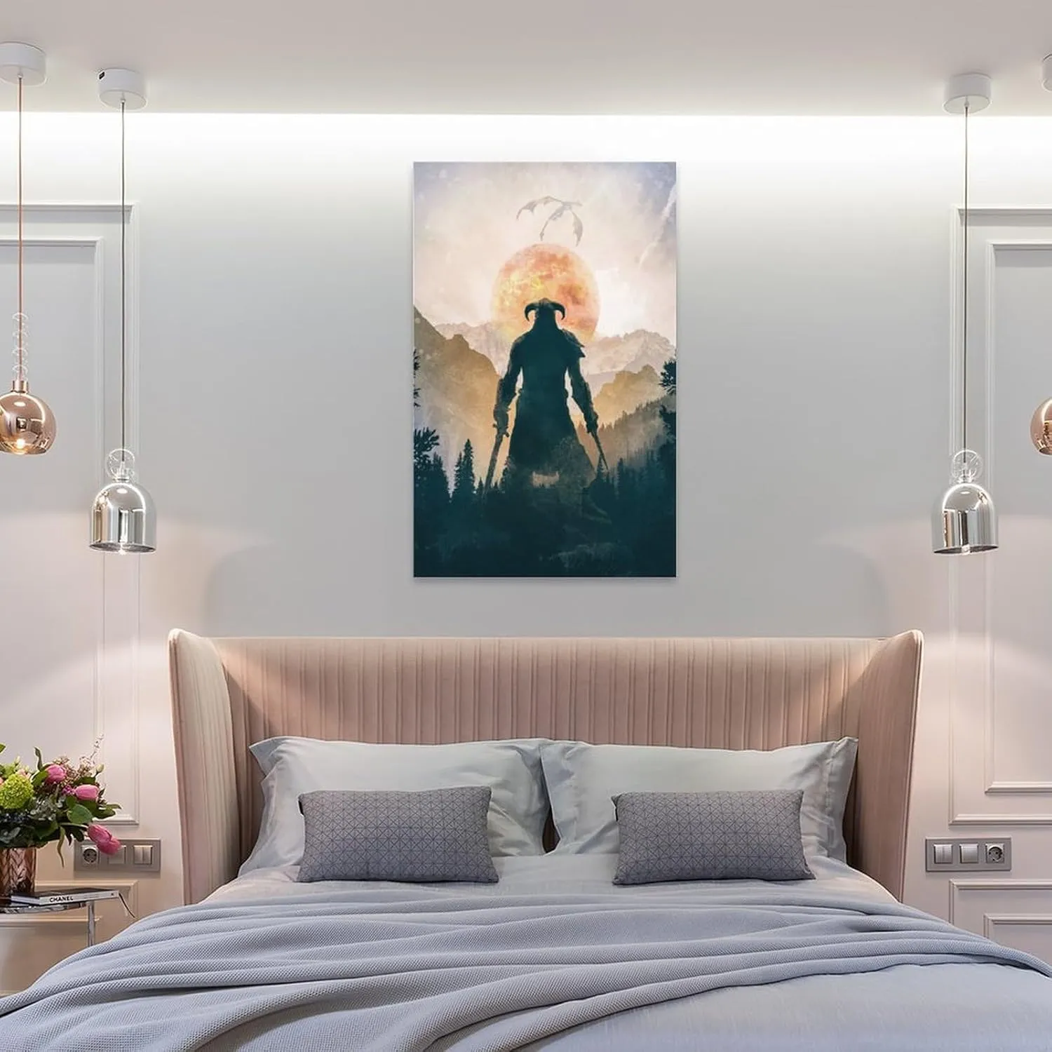 Skyrim Dragonborn Warrior Video Gaming Posters Canvas Poster Wall Paint Art Picture Print Decor Modern Home Artworks Gift Idea 12x18inch(30x45cm)
