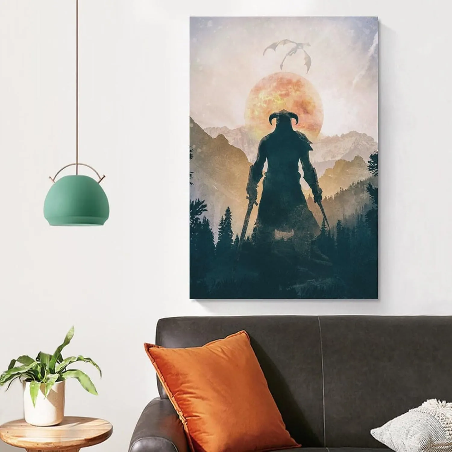 Skyrim Dragonborn Warrior Video Gaming Posters Canvas Poster Wall Paint Art Picture Print Decor Modern Home Artworks Gift Idea 12x18inch(30x45cm)