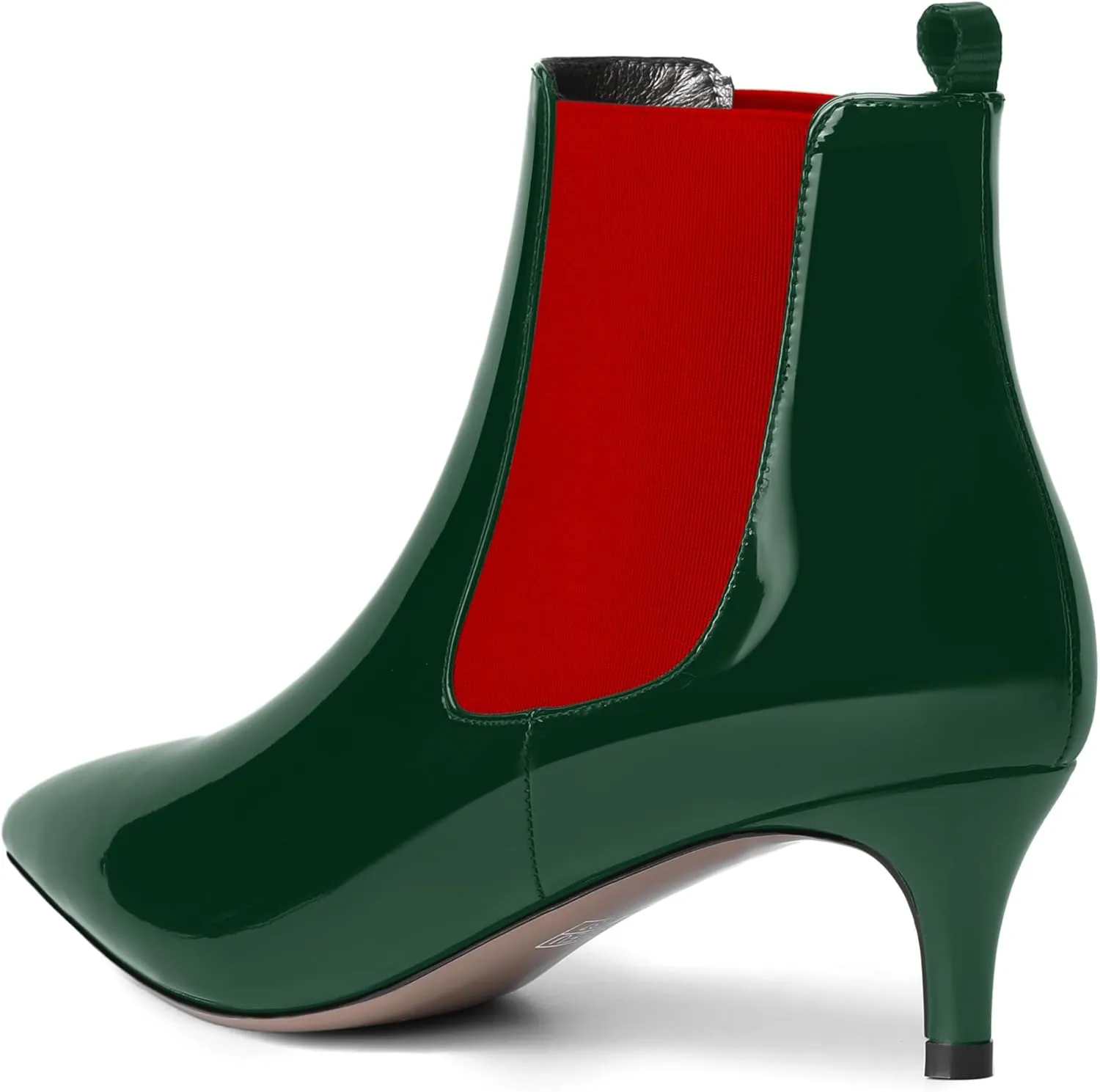 SKYSTERRY Womens Fashion Pointed Toe Patent Party Kitten Low Heel Ankle High Boots 2 Inch
