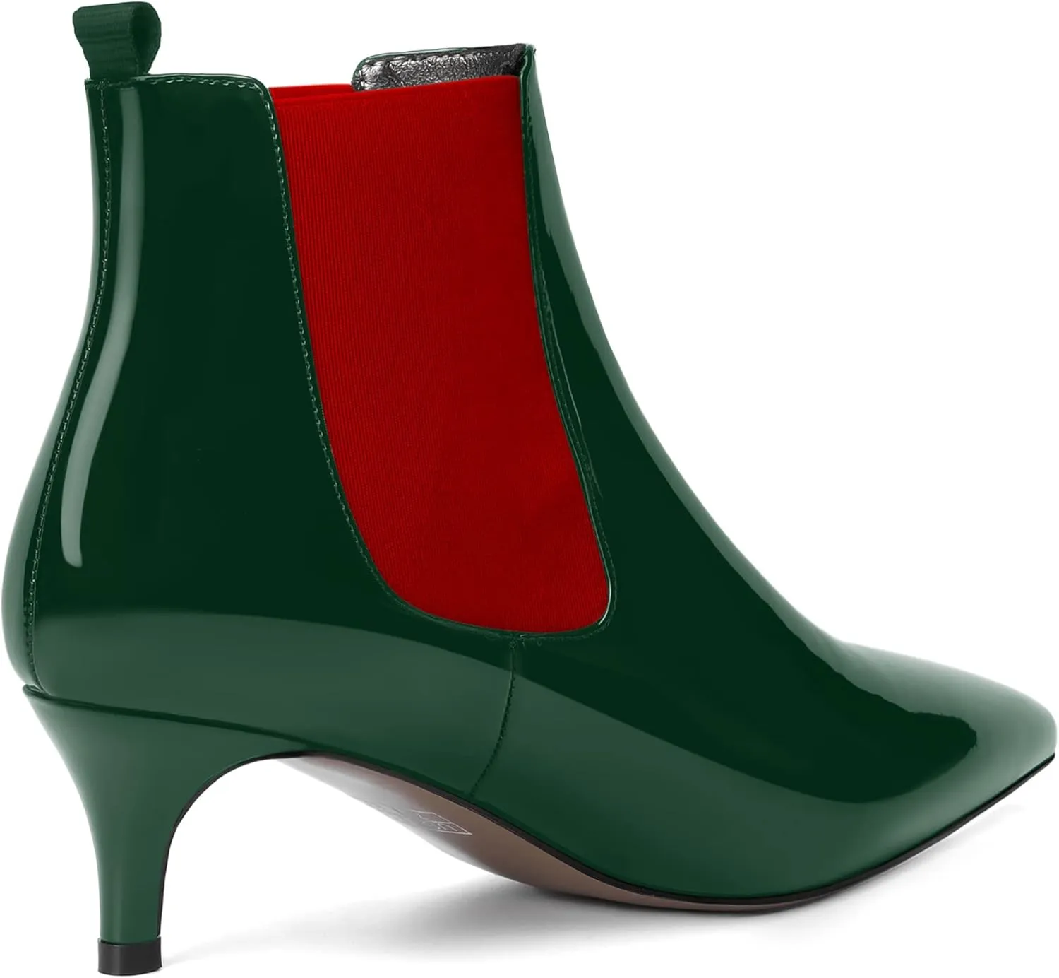 SKYSTERRY Womens Fashion Pointed Toe Patent Party Kitten Low Heel Ankle High Boots 2 Inch