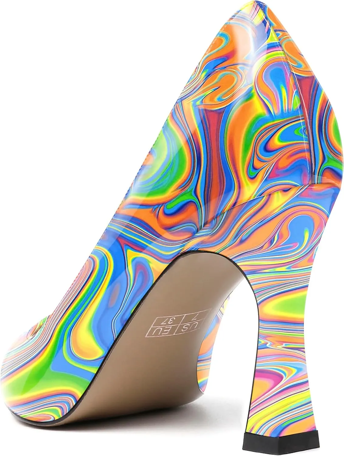 SKYSTERRY Women's Slip On Casual Patent Pointed Toe Office Spool High Heel Pumps Shoes 3.3 Inch