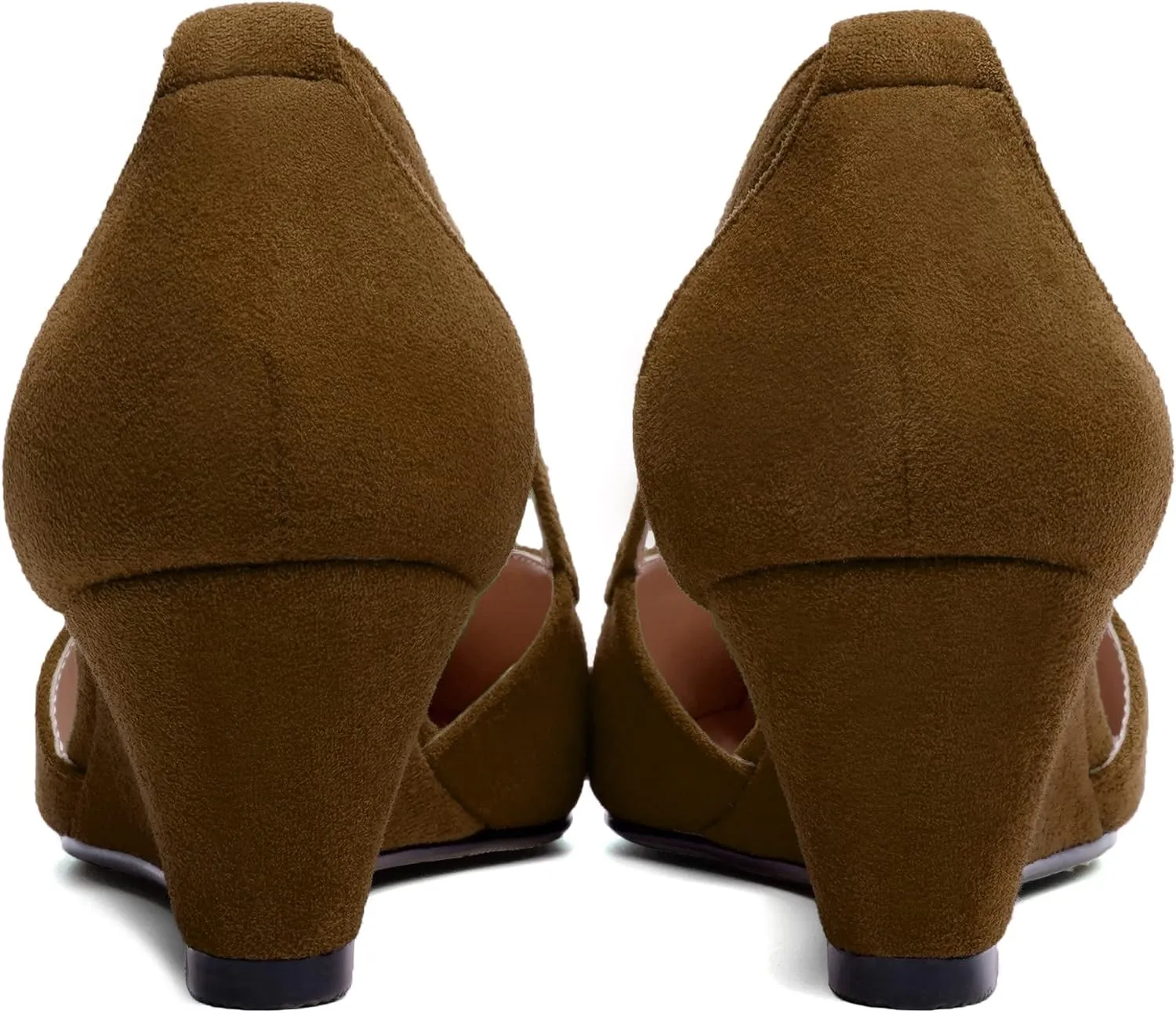 SKYSTERRY Womens Wedding Suede Slip On Pointed Toe Dress Wedge Low Heel Pumps Shoes 2 Inch