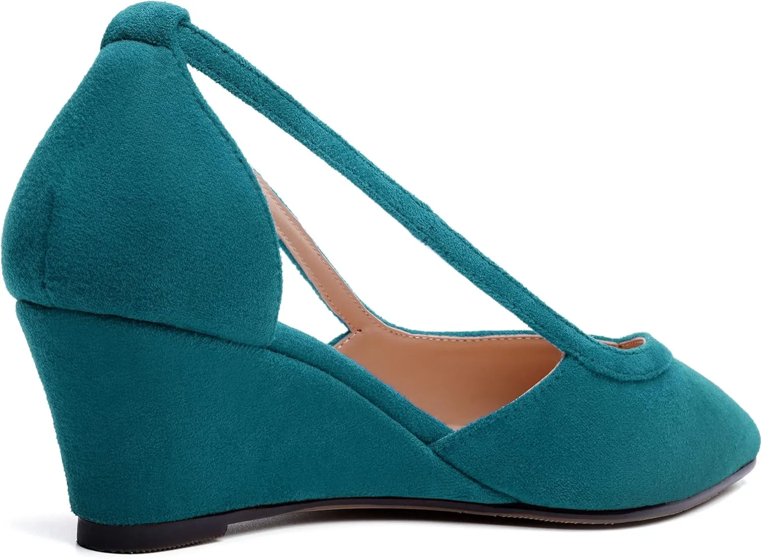 SKYSTERRY Womens Wedding Suede Slip On Pointed Toe Dress Wedge Low Heel Pumps Shoes 2 Inch