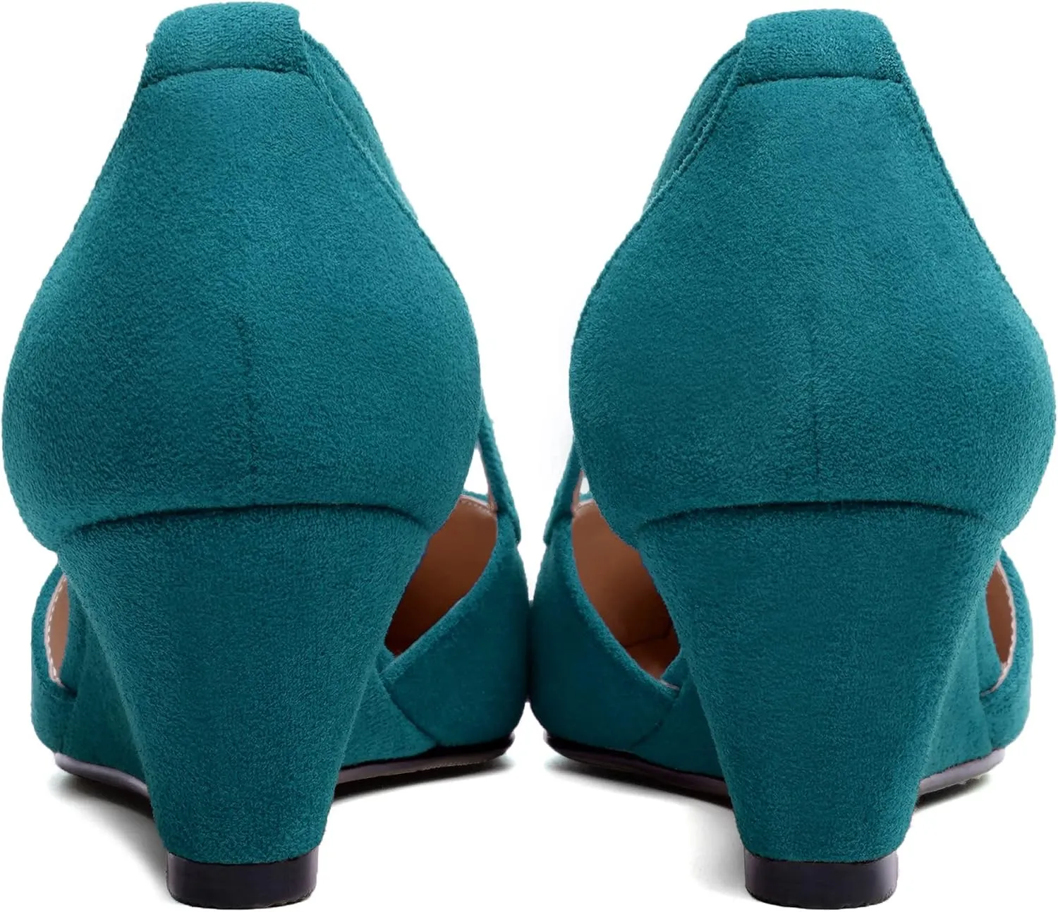 SKYSTERRY Womens Wedding Suede Slip On Pointed Toe Dress Wedge Low Heel Pumps Shoes 2 Inch