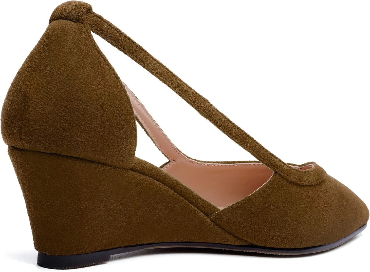 SKYSTERRY Womens Wedding Suede Slip On Pointed Toe Dress Wedge Low Heel Pumps Shoes 2 Inch