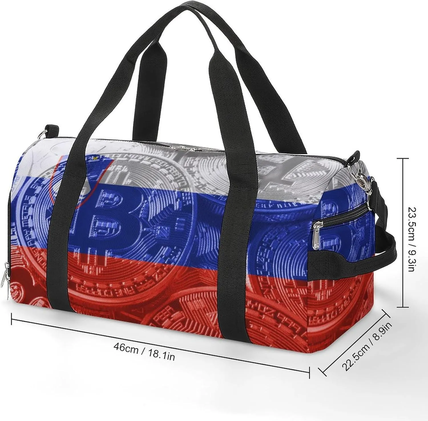 Slovenia Flag Bitcoin Travel Duffel Bag with Shoe Compartment for Yoga and Sports