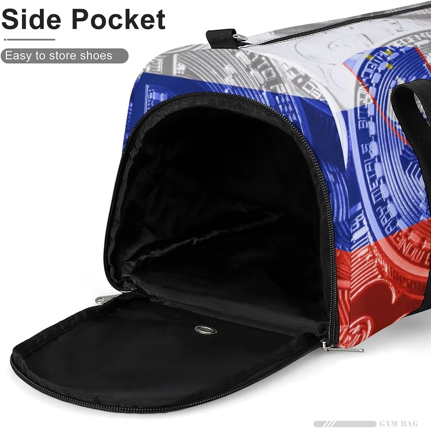 Slovenia Flag Bitcoin Travel Duffel Bag with Shoe Compartment for Yoga and Sports