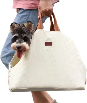 Small Dog Purse Bag,Dual Use,Car Safety Seat,Fashion Light Woman Style Cozy Pet Kennel Bag Beige Lightweight Carrier Totes for Pets Puppy Outdoor(Cream Color)