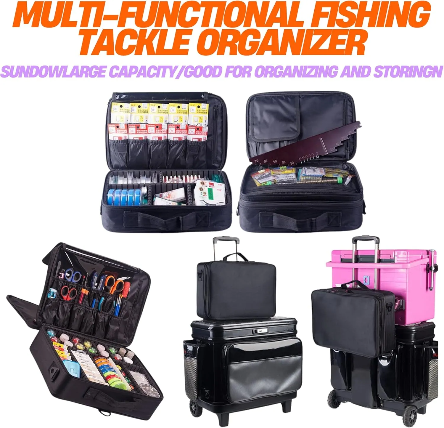 Small Fishing Reel Storage Bag – Waterproof Heavy-Duty Backpack with Shockproof Dividers & Multi-Compartment Organizer for Ice Fishing Gear, Travel & Daily Storage