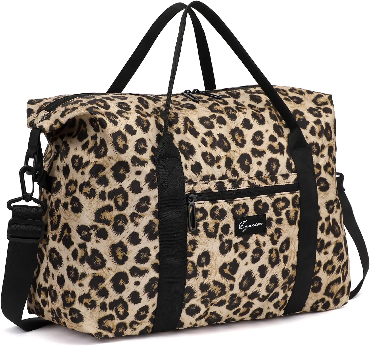 Small Gym Bag for Women Waterproof Sport Bag for Men Foldable Leopard Print Carry on Travel Duffel Bag Weekender Overnight Bag with Pocket Hospital Bag for Women Labor Delivery