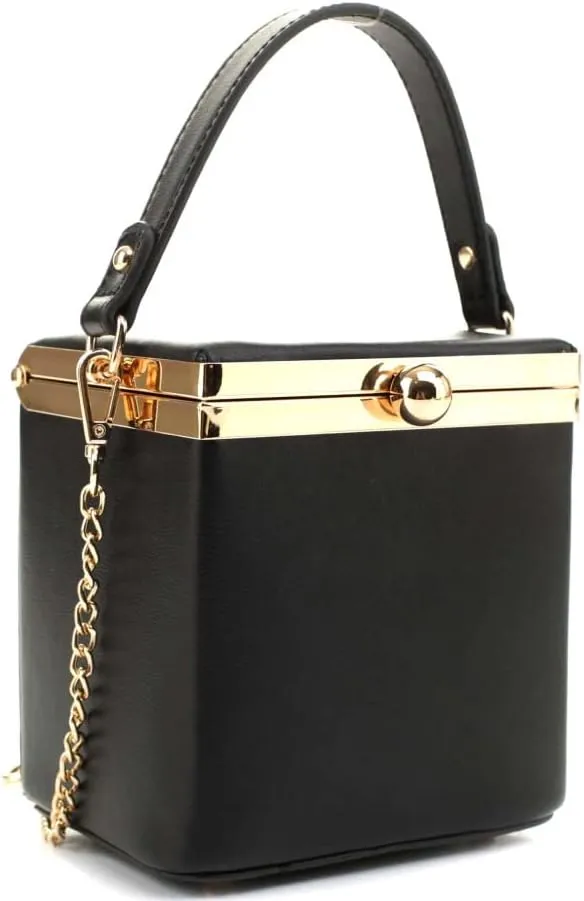 Small Medium Top Handle Square Frame Clutch Purse Crossbody Bag