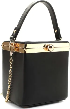 Small Medium Top Handle Square Frame Clutch Purse Crossbody Bag