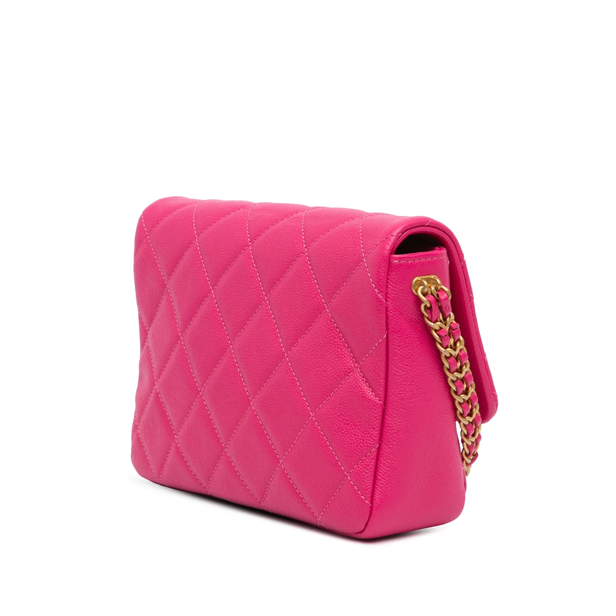 Small Quilted Caviar Chain Melody Flap