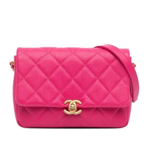 Small Quilted Caviar Chain Melody Flap