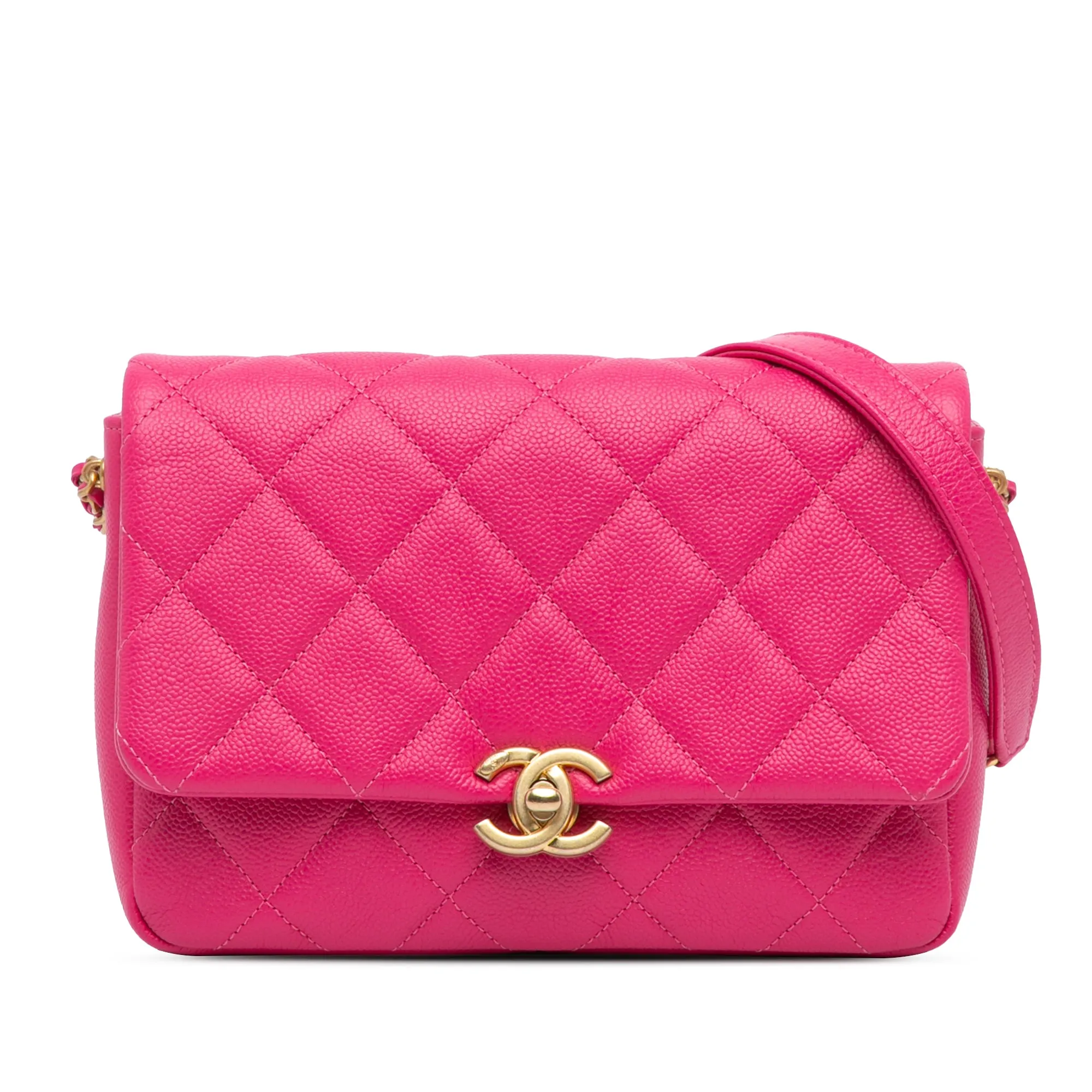 Small Quilted Caviar Chain Melody Flap