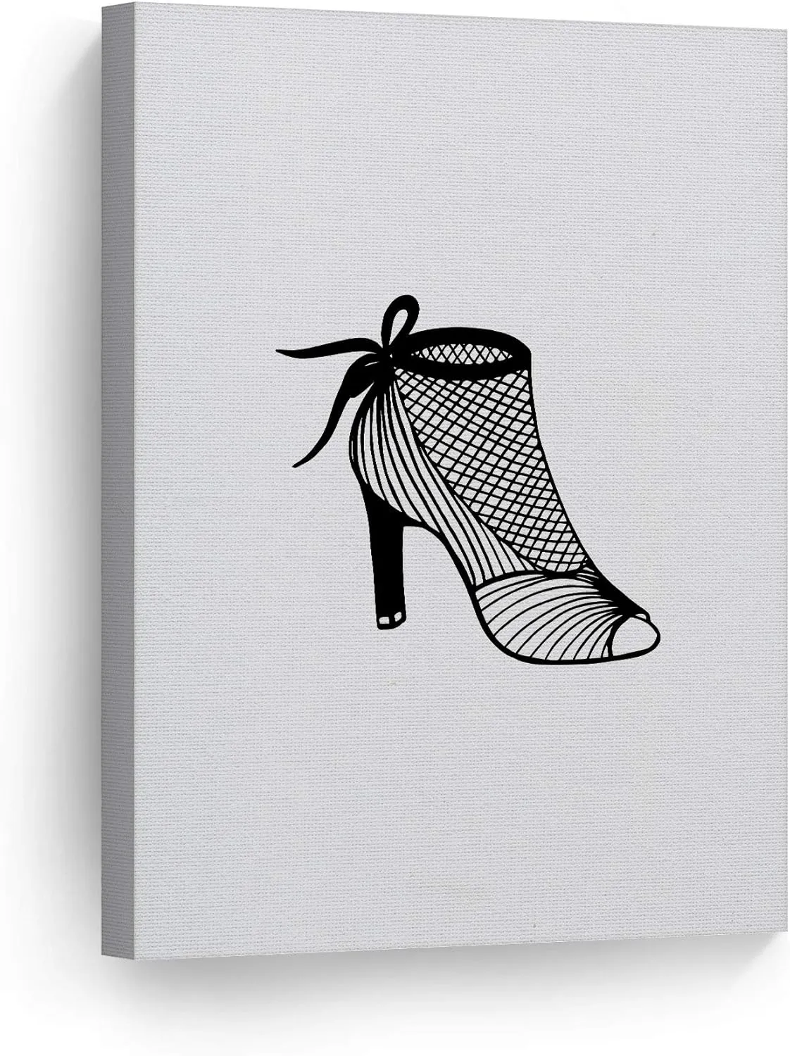 Smile Art Design Black and White Sexy Woman High Heels Sketch Drawing Glam Fashion Canvas Print Wall Art Office Bathroom Teen Girls Room Women Dorm Bedroom Living Room Wall Decor Ready to Hang 28x19