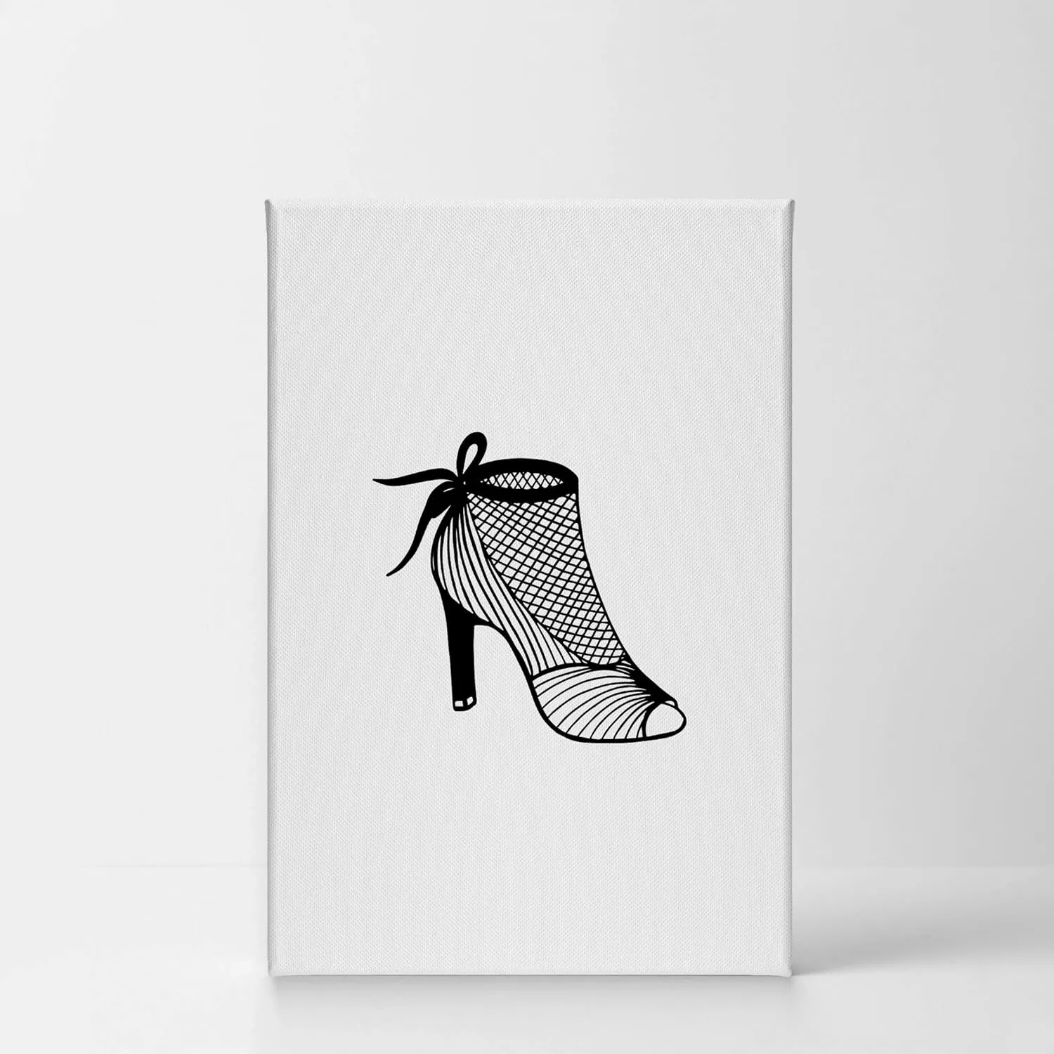 Smile Art Design Black and White Sexy Woman High Heels Sketch Drawing Glam Fashion Canvas Print Wall Art Office Bathroom Teen Girls Room Women Dorm Bedroom Living Room Wall Decor Ready to Hang 28x19