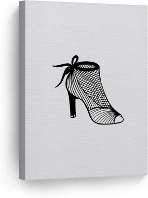 Smile Art Design Black and White Sexy Woman High Heels Sketch Drawing Glam Fashion Canvas Print Wall Art Office Bathroom Teen Girls Room Women Dorm Bedroom Living Room Wall Decor Ready to Hang 28x19